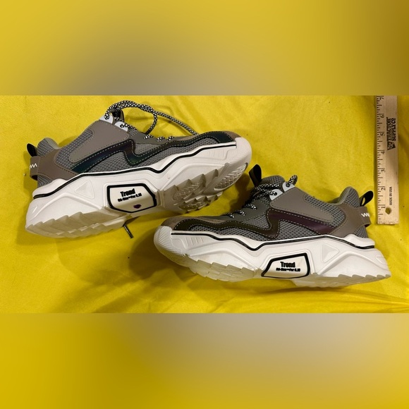 Women’s Chunky Dad Sneakers Grey Mesh Suede Fashion Trainers UK 39 US 8 - Picture 4 of 8